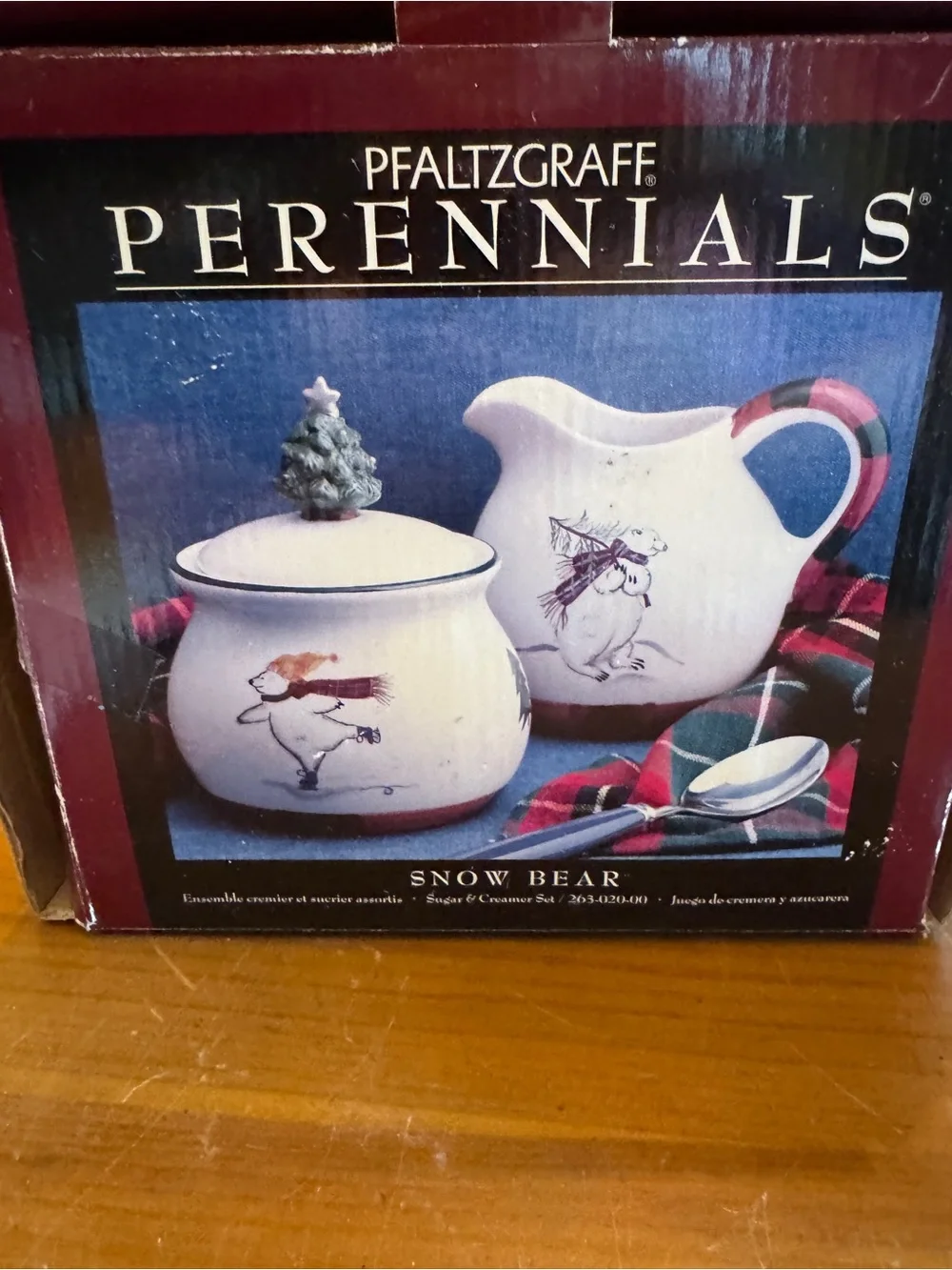 Pfaltzgraff Perennials Snow Bear Creamer & Sugar Set - White with Blue Accents